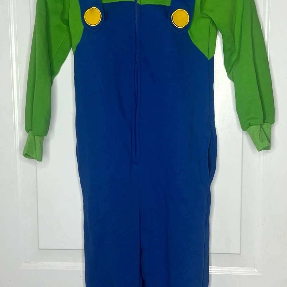 Luigi Big Boys Fleece Sweater Hoodie Zip Up Jacket Size M Mario Brothers